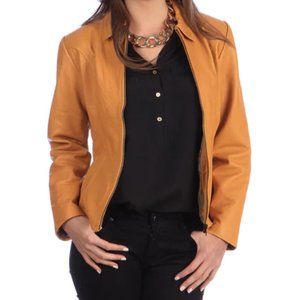 Women's Classic Yellow-Gold Leather Jacket NEW from Ecuador Size M